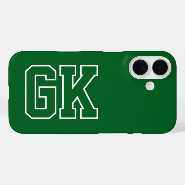 College Green White Varsity-Monogramm Anfangsbuchs Case-Mate iPhone Hülle (Rückseite (Horizontal))