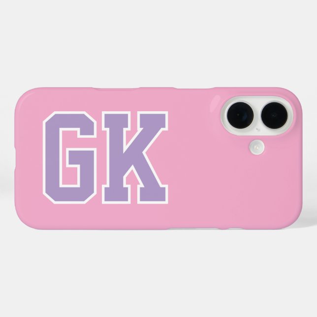 College Lila Rosa Uni-Initialen Case-Mate iPhone Hülle (Rückseite (Horizontal))
