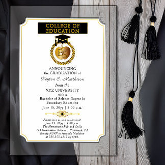 College of Education Abschluss Goldener Apfel Absc Acryleinladungen