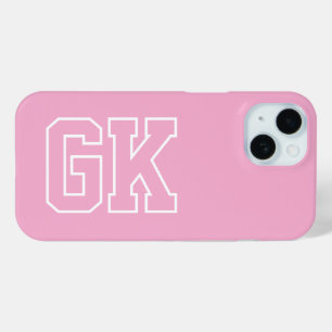 College Pink Weiße Varsity-Monogramm-Initialen Case-Mate iPhone Hülle
