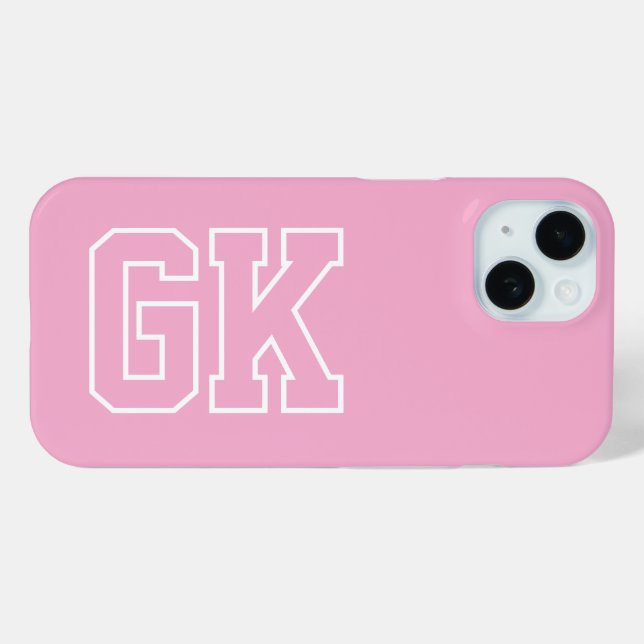 College Pink Weiße Varsity-Monogramm-Initialen Case-Mate iPhone Hülle (Rückseite (Horizontal))