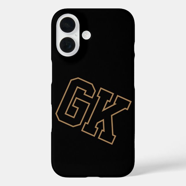 College-Schwarz-Gold-Varsity-Monogramm-Initialen Case-Mate iPhone Hülle (Rückseite)