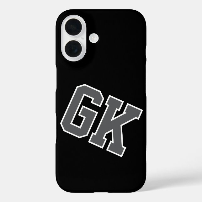 College Schwarz Grau Weiß Varsity Monogramm Anfang Case-Mate iPhone Hülle (Rückseite)
