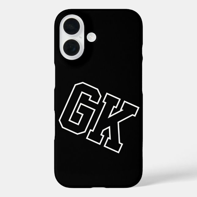 College Schwarz Weiß Varsity Monogramm Anfangsbuch Case-Mate iPhone Hülle (Rückseite)