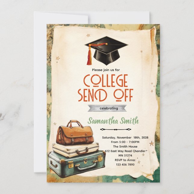 College Send Off party Invitation  Einladung (Vorderseite)