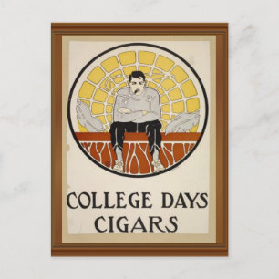 College-Tage-Zigarren Vintage-Männchen-Kreis-Anzei Postkarte