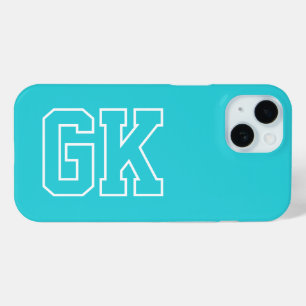 College Türkis Weiße Universitäts-Monogramm-Initia Case-Mate iPhone Hülle