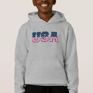 College USA Schrift Rot Weiß Blau Sterne und Strei Hoodie