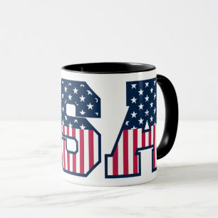 College USA Schrift Rot Weiß Blau Sterne und Strei Tasse