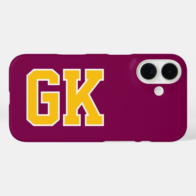 College-Wein Gelb Varsity-Monogramm Anfangsbuchsta Case-Mate iPhone Hülle (Rückseite (Horizontal))