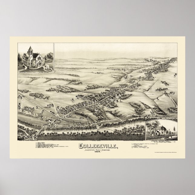 Collegeville, PA Panoramic Map - 1894 Poster (Vorne)