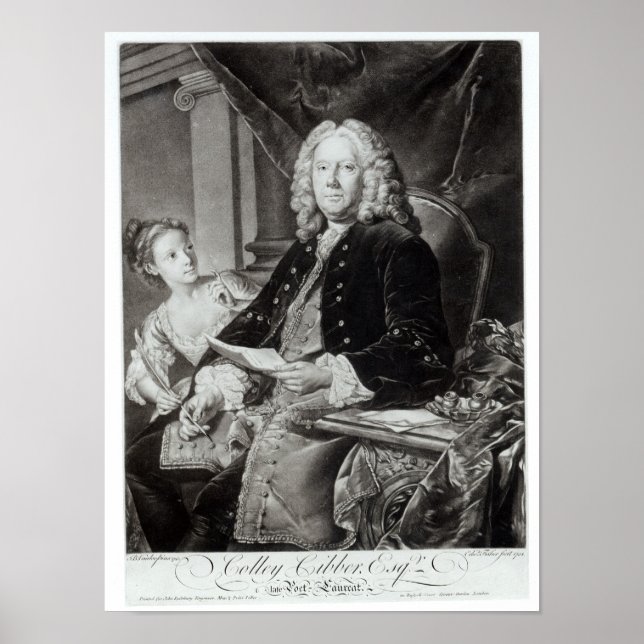 Colley Cibber 1758, eingraviert durch Edward Fishe Poster (Vorne)