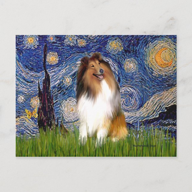 Collie 1 - Starry Night Postkarte (Vorderseite)