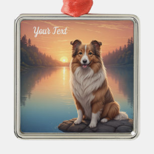 Collie am See Ornament Aus Metall