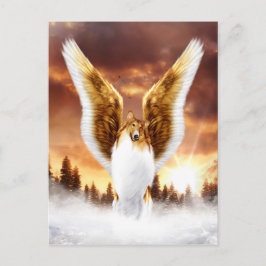 Collie Angel im Winter Sunset Postkarte