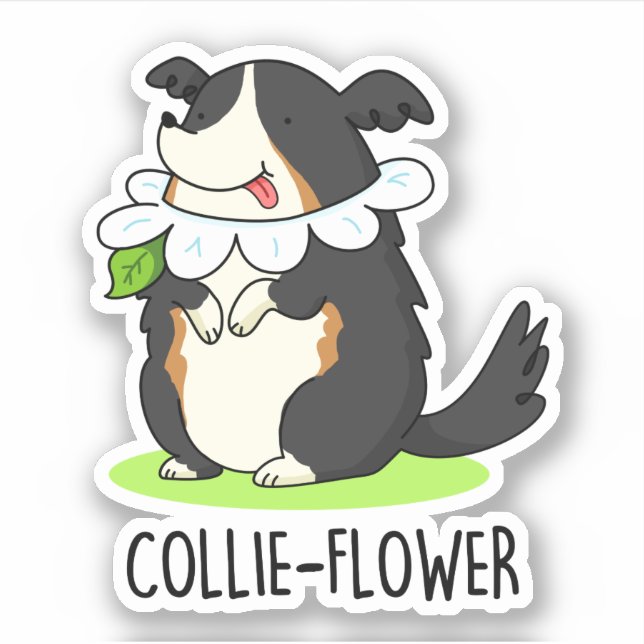 Collie-Blume Funny Border Collie Dog Pun Aufkleber (Vorderseite)