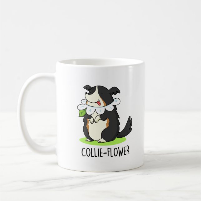 Collie-Blume Funny Border Collie Dog Pun Kaffeetasse (Links)