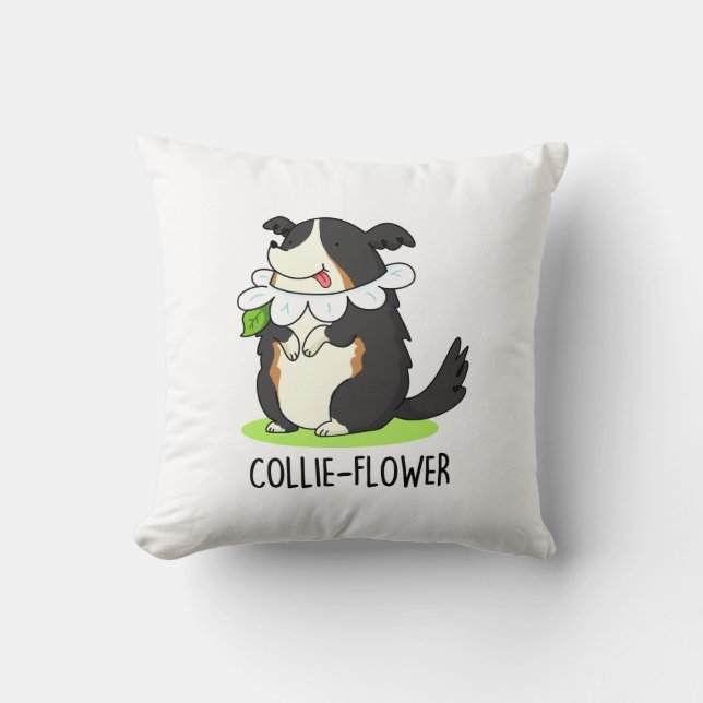 Collie-Blume Funny Border Collie Dog Pun Kissen (Vorderseite)