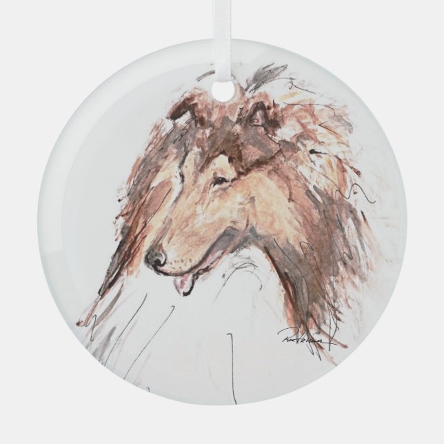 Collie by Hevener Ornament Aus Glas (Vorderseite)