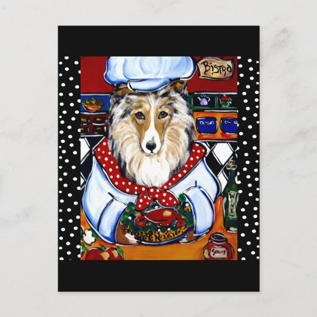 Collie Chef Postkarte (Vorderseite)