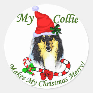 Collie Christmas Geschenke Runder Aufkleber
