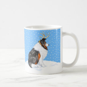 Collie Christmas Reindeer Tri Tasse