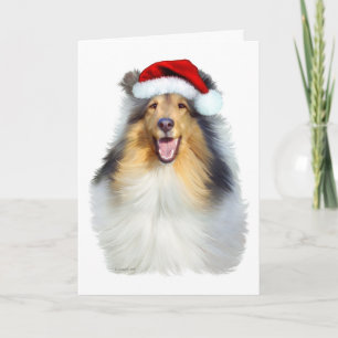 Collie Christmas Santa Feiertagskarte