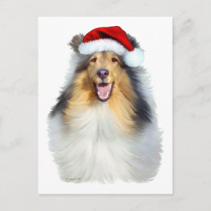 Collie Christmas Santa Feiertagspostkarte