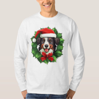 Collie Christmas Wreath T-Shirt