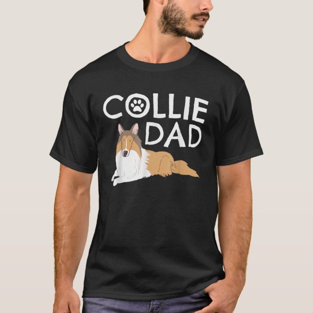 Collie Dad Cute Dog Puppy Pet Animal Lover Border  T-Shirt (Vorderseite)