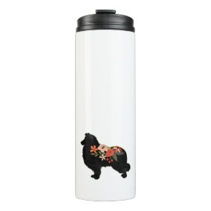 Collie Dog Breed Bohemisch Floral Silhouette Thermosbecher