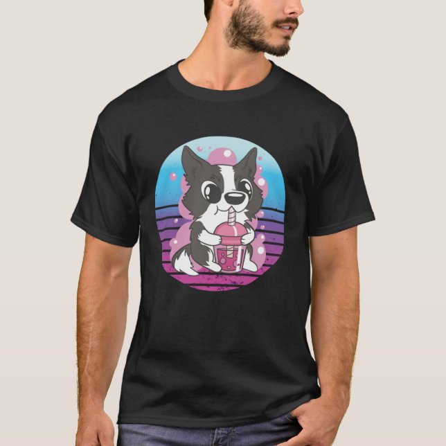 Collie Dog Bubble Tea T-Shirt (Vorderseite)