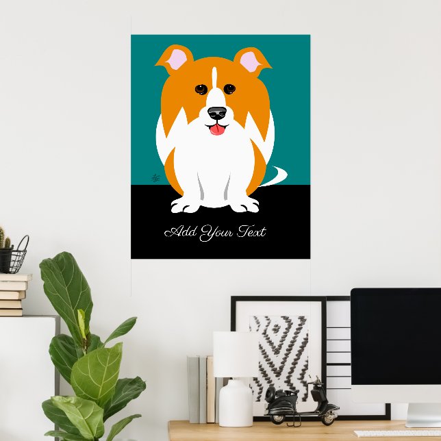 Collie Dog Cartoon Art Poster (Heimbüro)