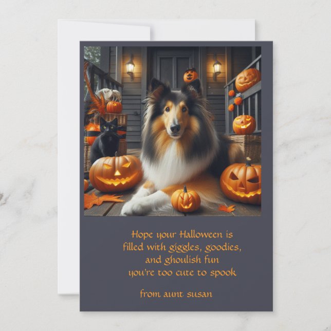 Collie Dog Halloween für Kinder Feiertagskarte (Vorderseite)