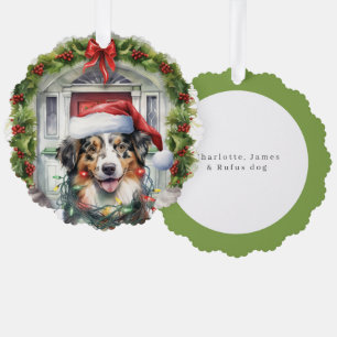 Collie Dog in der Weihnachtsmannmütze Weihnachten Ornament Karte