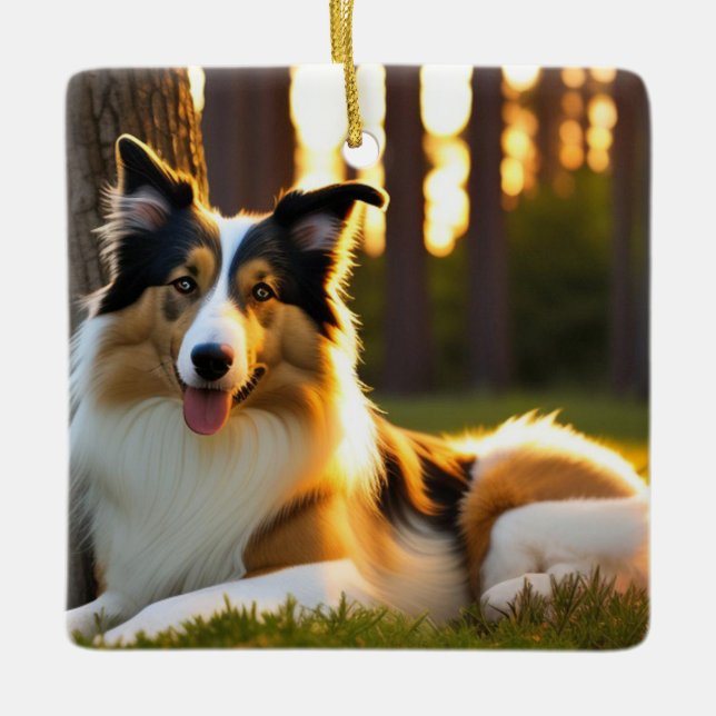 Collie Dog Keramikornament (Vorderseite)