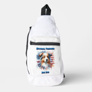 Collie Dog mit amerikanischer Flagge Crossbody Bag