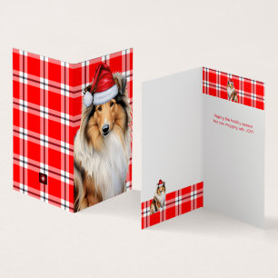 Collie Dog mit Holiday Red Kariert Christmas