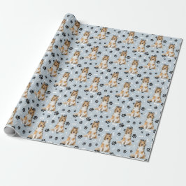 Collie Dog Paw Print Pattern Geschenkpapier