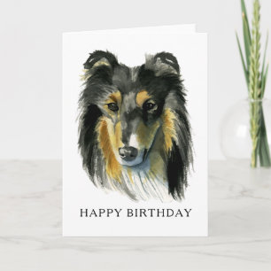 Collie Dog Watercolor Happy Birthday Karte