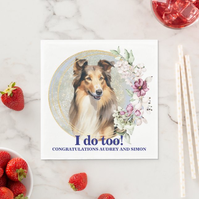 Collie Dog Wedding Napkins mit Hunde Foto Serviette (Beispiel)