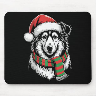 Collie Dog Xmas Weihnachtsmannmütze Scara Mousepad