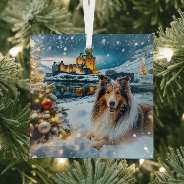 Collie-Feiertag  Ornament Aus Glas (Insitu)
