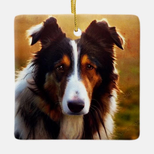 Collie Front View Keramikornament (Vorderseite)