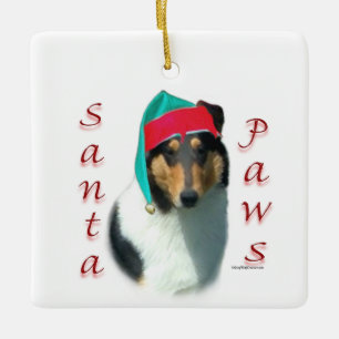 Collie (glatt) Santa Paws Keramikornament