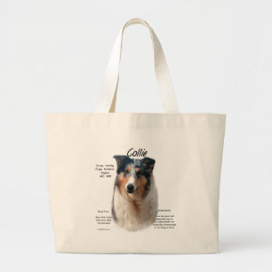 Collie (glattes Merle) Historie Design Jumbo Stoffbeutel