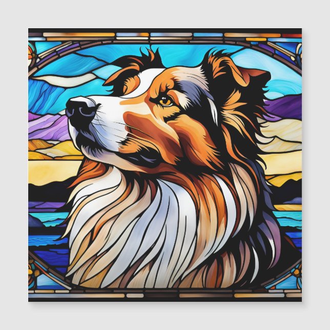 Collie-Hartglas-Aussehen Magnetkarte (Vorderseite)