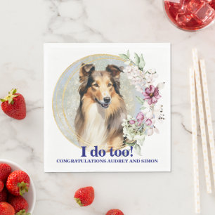 Collie-Hochzeitsservietten mit Hundebild Serviette