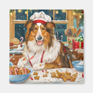 Collie Holiday Backen: Festliches Weihnachten Magnet