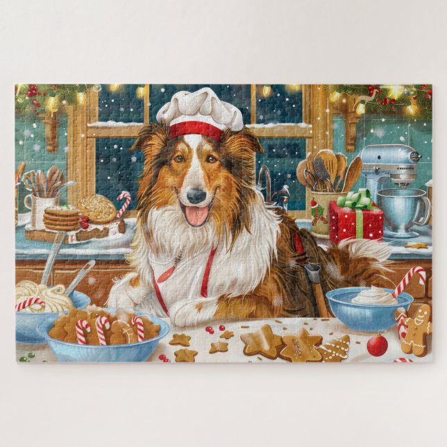 Collie Holiday Baking: Feierliche Weihnachten Puzzle (Horizontal)